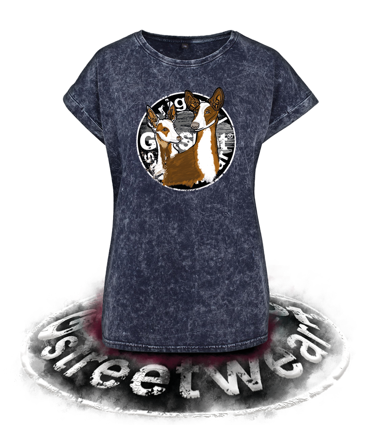 SAVE THE PODENCOS LADIES ACID WASHED T-SHIRT