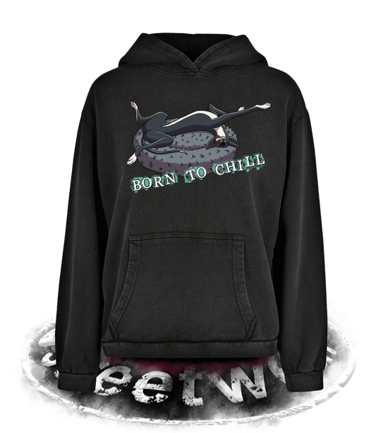 BORN TO CHILL LADIES ACID WASHED HOODIE
